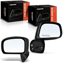 2 Pcs Driver & Passenger Black Mirror with Manual Glass Adjust