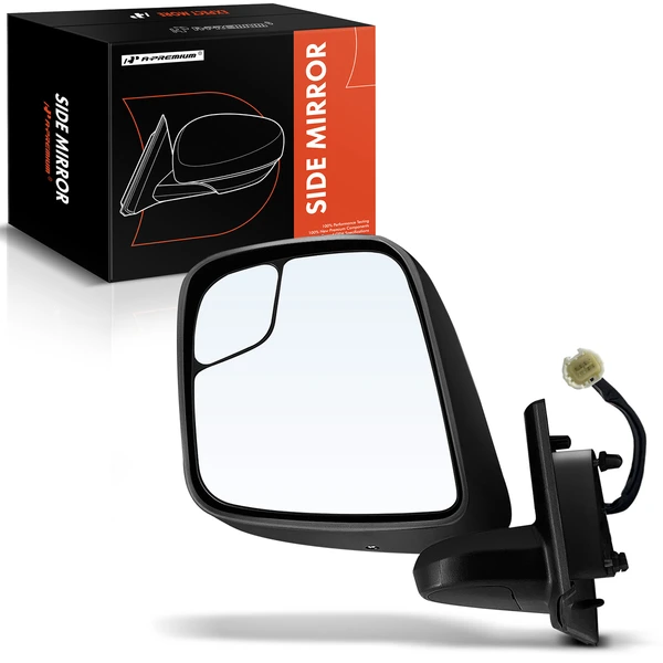Left Driver Side Mirror, Powered, with Heated, Smooth Black A-Premium APMI1071TW