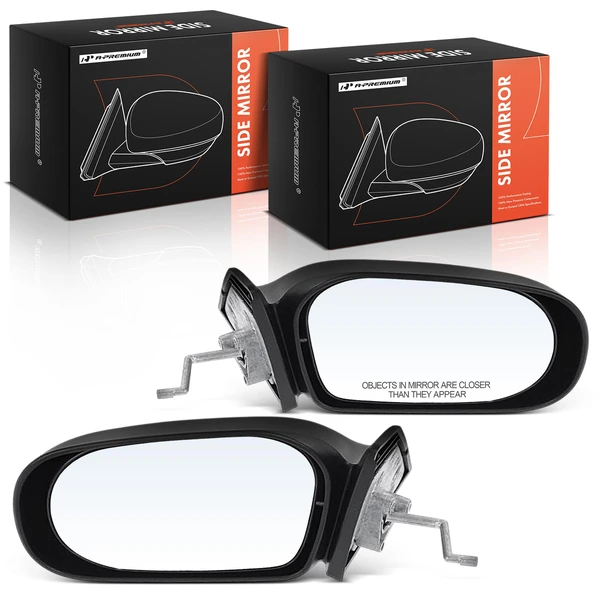 Driver & Passenger Mirror, Manual Adjustment, Non-Folding, Black A-Premium APMI2948TW