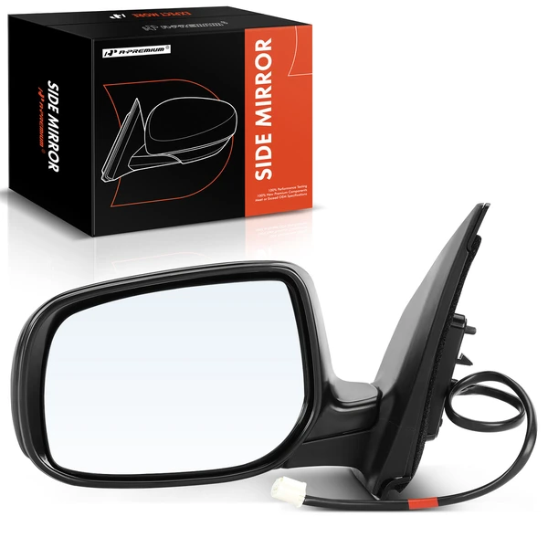 Left Driver Side Mirror, Power Adjustment, Manual Folding, Black A-Premium APMI355