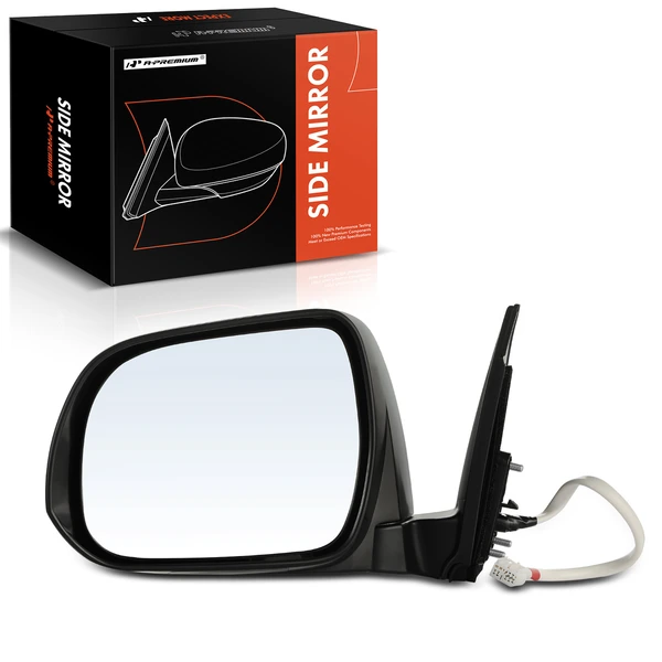Left Driver Side Mirror, Powered, with Heated, Black A-Premium APMI134