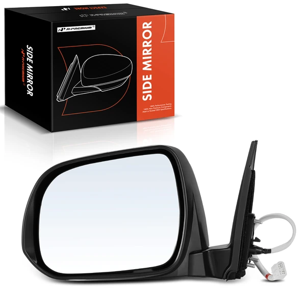 Left Driver Side Mirror, Powered, with Heated, White + Black A-Premium APMI135