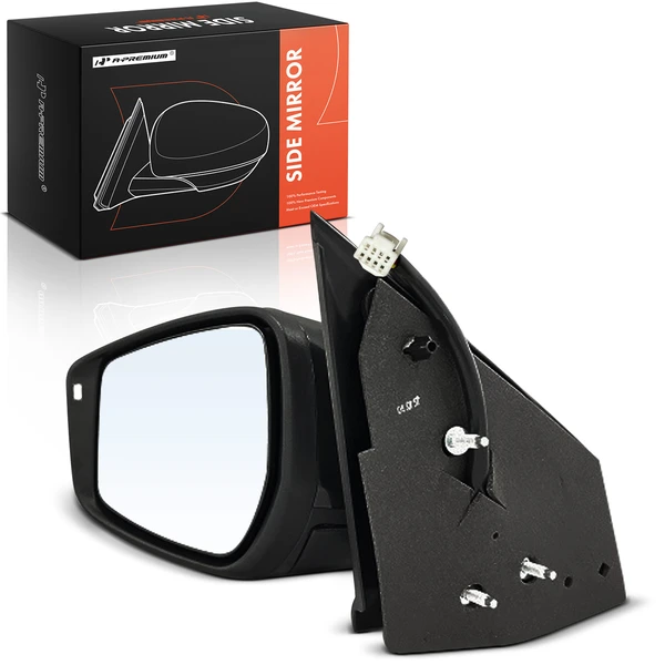 Left Driver Side Mirror, Powered, Smooth Black A-Premium APMI2304TW