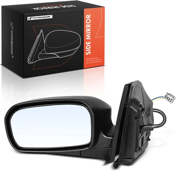 Left Driver Side Mirror, Power Adjustment, Manual Folding, Black A-Premium APMI2699TW