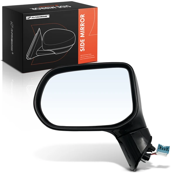 Left Driver Side Mirror, with Heating, Power Adjustment, Manual Folding, Smooth Black A-Premium APMI2305TW