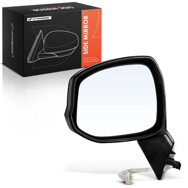 Left Driver Side Mirror, Power Adjustment, Manual Folding, Black A-Premium APMI009