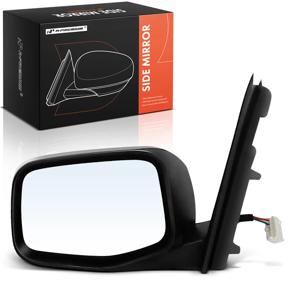 Left Driver Side Mirror, Power Adjustment, Manual Folding, Smooth Black A-Premium APMI2306TW