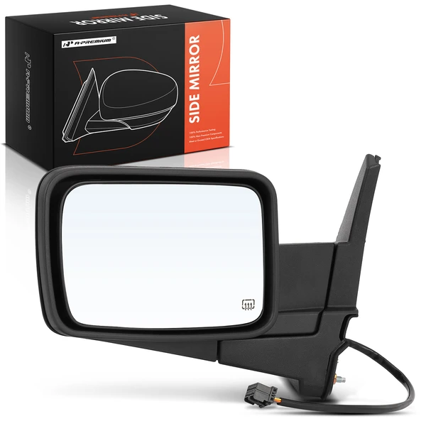 Left Driver Side Mirror, Powered, with Heated, Black A-Premium APMI236