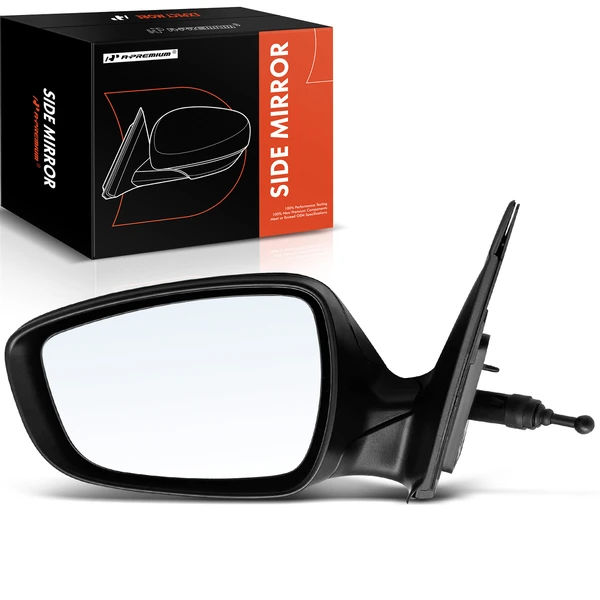 Left Driver Side Mirror, Manual Adjustment, Manual Folding, Textured Black A-Premium APMI804