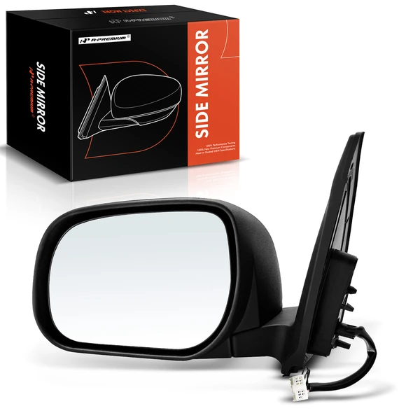 Left Driver Side Mirror, Powered, with Heated, Smooth Black A-Premium APMI1075TW