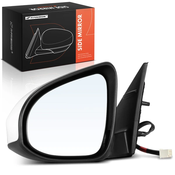 2012-2014 Toyota Camry Left Driver Side Mirror, Power Adjustment, Manual Folding, White & Black A-Premium APMI139