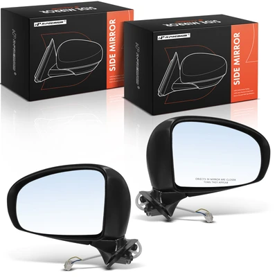 2 Pcs Textured Black Power Mirror with Manual Folding