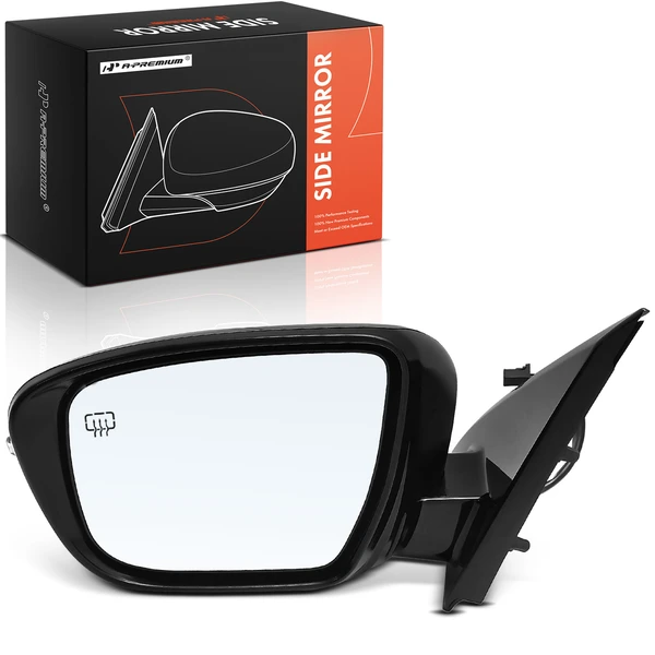 Left Driver Side Mirror, Powered, with Heated, Smooth Black A-Premium APMI2309TW