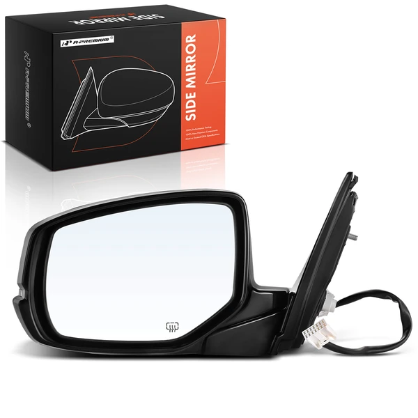 Left Driver Side Mirror, Powered, with Heated, Black A-Premium APMI015