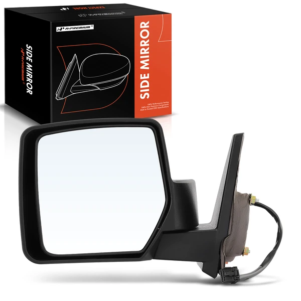 Left Driver Side Mirror, Power Adjustment, Manual Folding, Black A-Premium APMI242