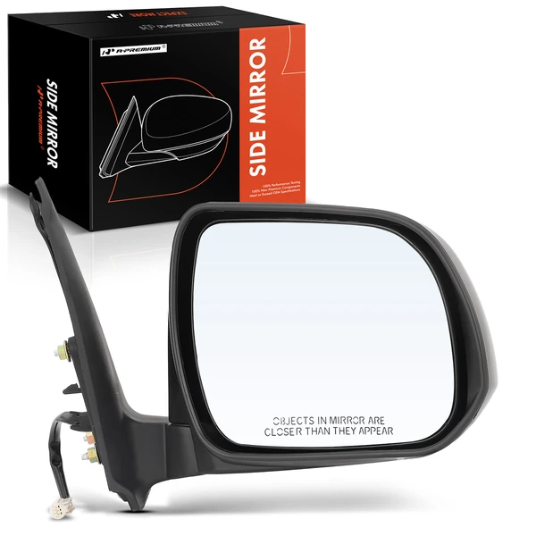 Right Passenger Side Mirror, Power Adjustment, Manual Folding, Black A-Premium APMI244