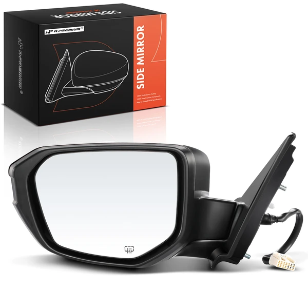 Left Driver Side Mirror, with Heating, Power Adjustment, Manual Folding, Black A-Premium APMI019