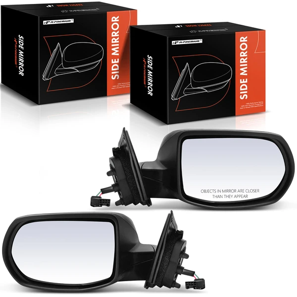 Driver & Passenger Mirror, Power Adjustment, Manual Folding, Smooth Black A-Premium APMI1078TW