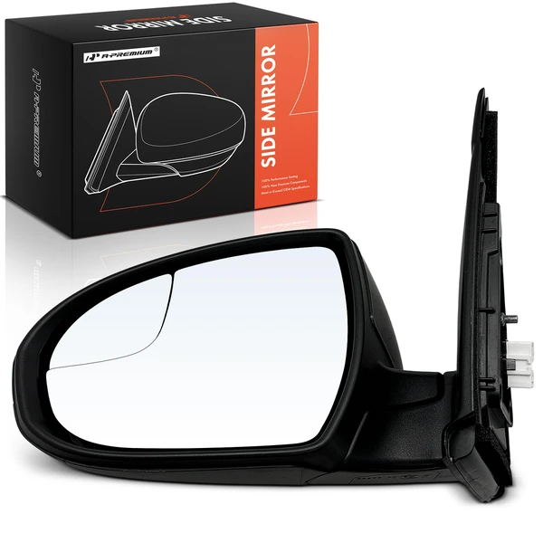 Left Driver Side Mirror, Power Adjustment, Manual Folding, Black A-Premium APMI2313TW