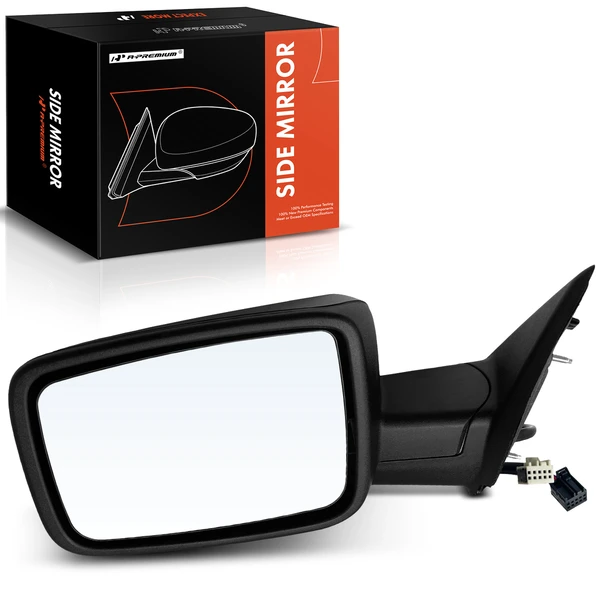 Left Driver Side Mirror, Powered, with Heated, Smooth Black A-Premium APMI1082TW