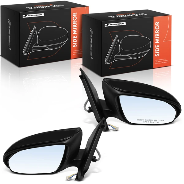 Driver & Passenger Mirror, Power Adjustment, Manual Folding, Black A-Premium APMI2962TW