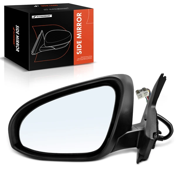 Left Driver Side Mirror, with Heating, Power Adjustment, Manual Folding, Smooth Black A-Premium APMI1083TW