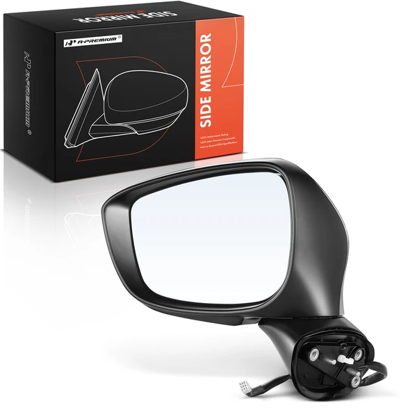 Left Driver Side Mirror, Powered, with Heated, Black A-Premium APMI007