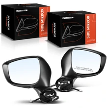2 Pcs Driver & Passenger Black Power Heated Mirror with 6-Pin