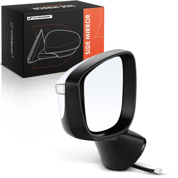 Left Driver Side Mirror, Powered, with Heated, White + Black A-Premium APMI008