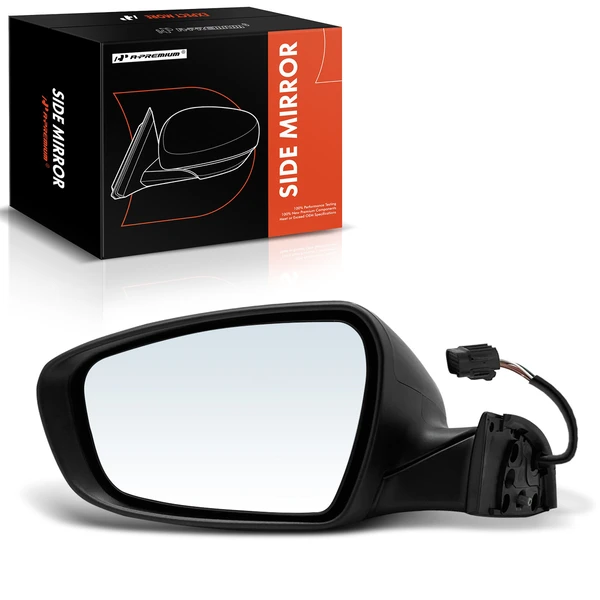 Left Driver Side Mirror, Powered, with Heated, Smooth Black A-Premium APMI1058TW