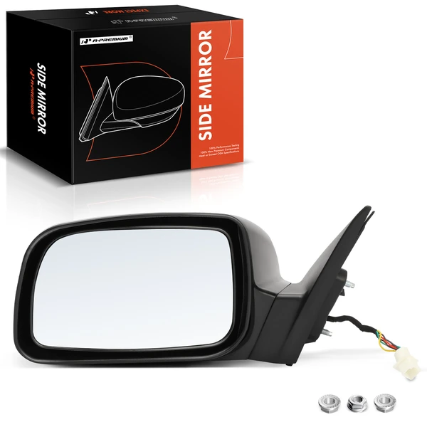 Left Driver Side Mirror, with Heating, Power Adjustment, Non-Folding, Black A-Premium APMI1761