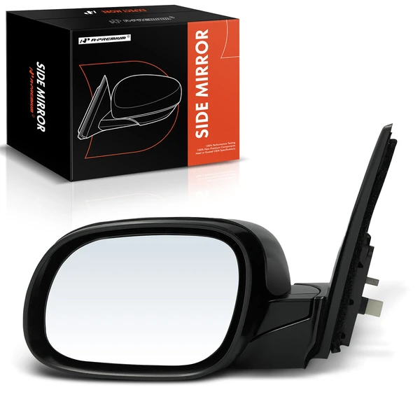 Left Driver Side Mirror, with Heating, Power Adjustment, Power Folding, Smooth Black A-Premium APMI1059TW