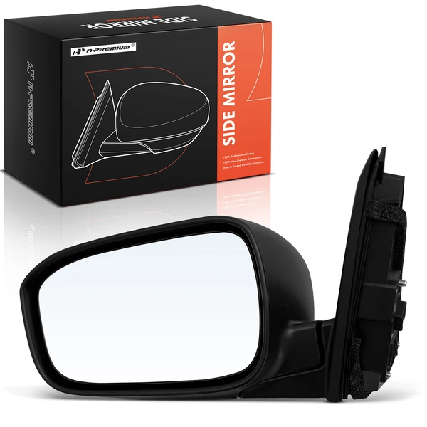 2003-2007 Honda Accord Left Driver Side Mirror, with Heating, Power Adjustment, Manual Folding, Smooth Black A-Premium APMI2297TW