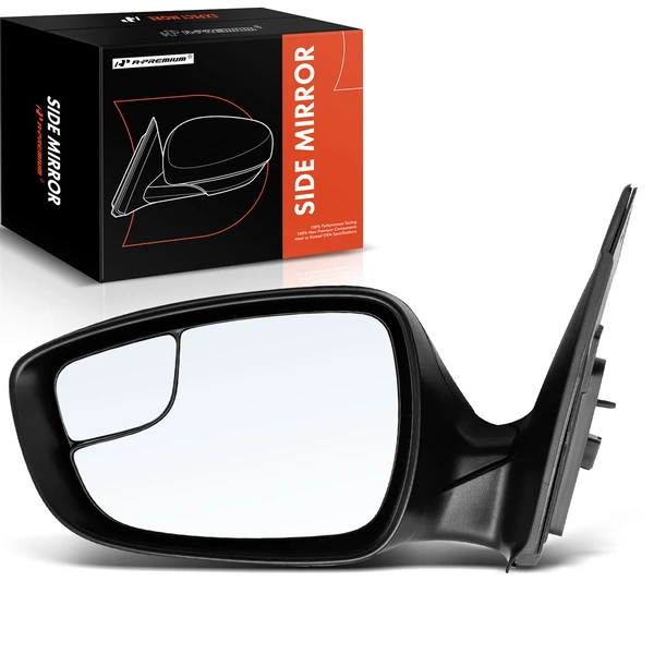 Left Driver Side Mirror, with Heating, Power Adjustment, Manual Folding, Smooth Black A-Premium APMI801