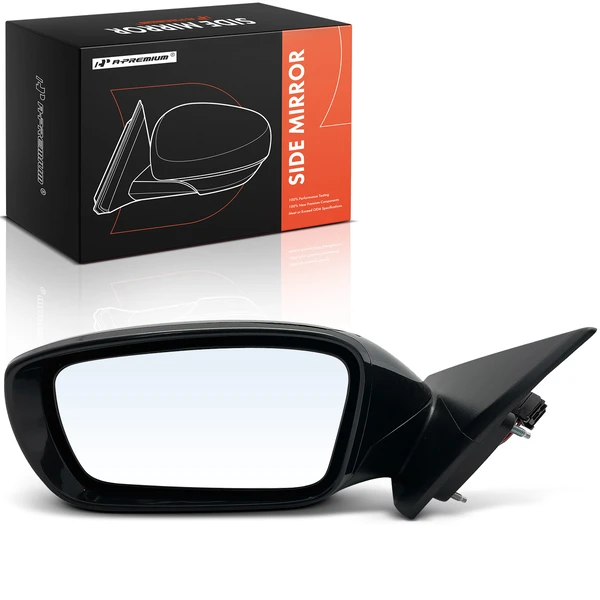 Left Driver Side Mirror, Powered, with Heated, Smooth Black A-Premium APMI2299TW