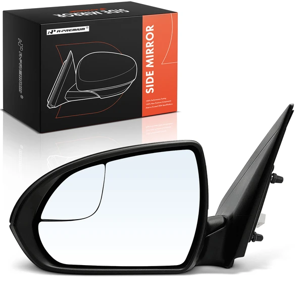 Left Driver Side Mirror, with Heating, Power Adjustment, Manual Folding, Smooth Black A-Premium APMI2300TW