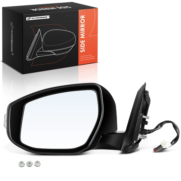 Left Driver Side Mirror, Powered, with Heated, Black A-Premium APMI129