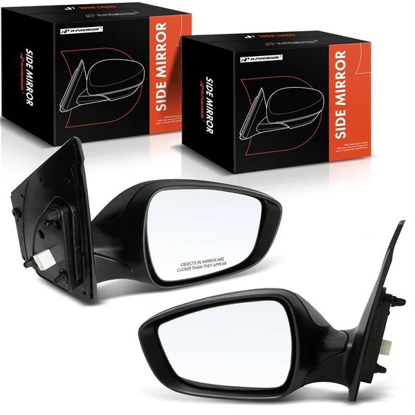 Driver & Passenger Mirror, with Heating, Power Adjustment, Manual Folding, Smooth Black A-Premium APMI1062TW