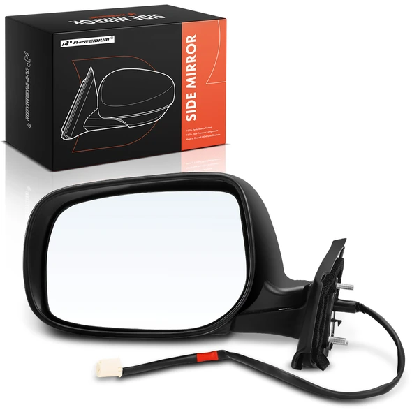 Left Driver Side Mirror, Power Adjustment, Manual Folding, Black A-Premium APMI350