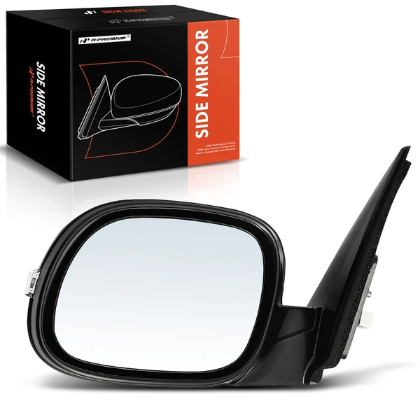 Left Driver Side Mirror, with Heating, Power Adjustment, Manual Folding, Smooth Black A-Premium APMI1064TW