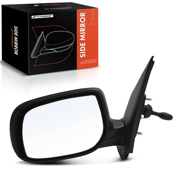 Left Driver Side Mirror, Manual Adjustment, Manual Folding, Smooth Black A-Premium APMI1065TW