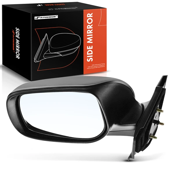 Left Driver Side Mirror, Manual Adjustment, Manual Folding, Smooth Black A-Premium APMI1066TW