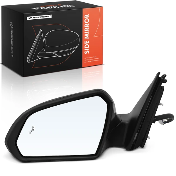 Left Driver Side Mirror, Powered, with Heated, Smooth Black A-Premium APMI2301TW