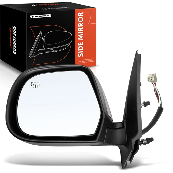 Left Driver Side Mirror, with Heating, Power Adjustment, Manual Folding, Smooth Black A-Premium APMI802