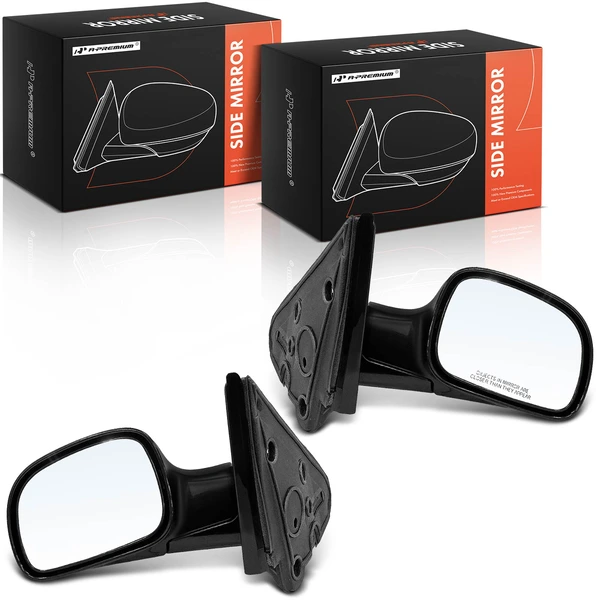2001-2007 Dodge Caravan Driver & Passenger Mirror, Manual Adjustment, Manual Folding, Smooth Black A-Premium APMI1983