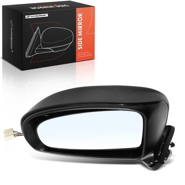 Left Driver Side Mirror, with Heating, Power Adjustment, Manual Folding, Smooth Black A-Premium APMI2965TW