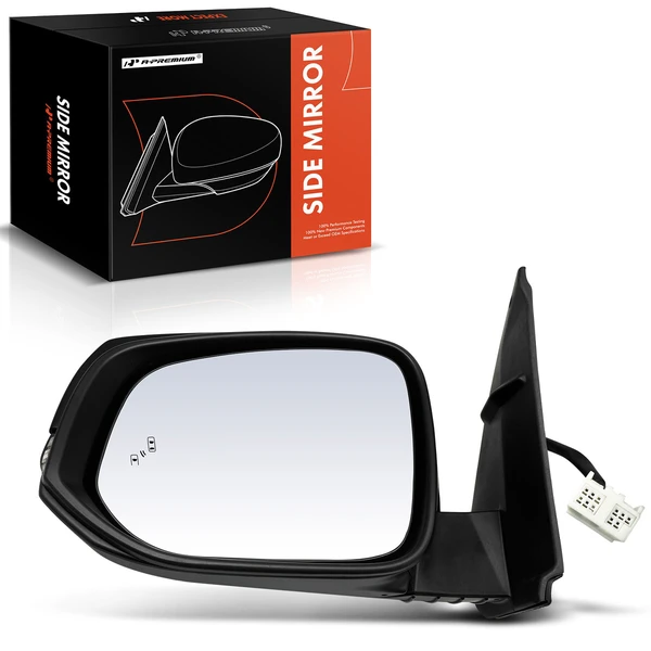 Left Driver Side Mirror, with Heating, Power Adjustment, Manual Folding, Smooth Black A-Premium APMI1109TW