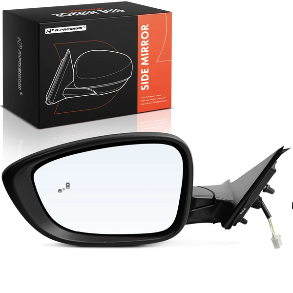 Left Driver Side Mirror, Power Adjustment, Manual Folding, Black A-Premium APMI3128TW