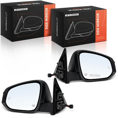 2 Pcs Driver & Passenger Smooth Black Mirror Assembly Manual Folding