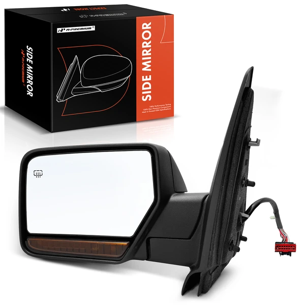 Left Driver Side Mirror, with Heating, Power Adjustment, Manual Folding, Textured Black A-Premium APMI1115TW